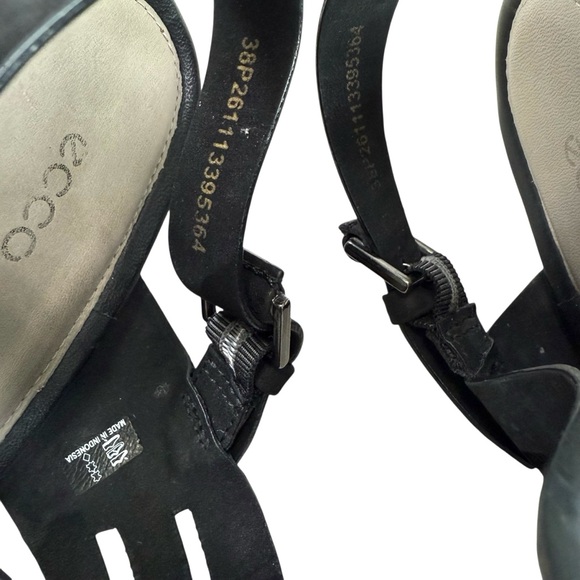 Ecco Touch 45 Strappy Black Leather Wedge Sandals Size 38/ US 7-7.5 - Picture 12 of 16